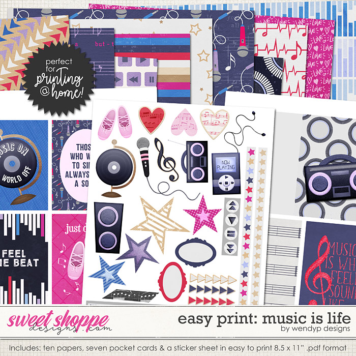 Music is life  - easy print by WendyP Designs