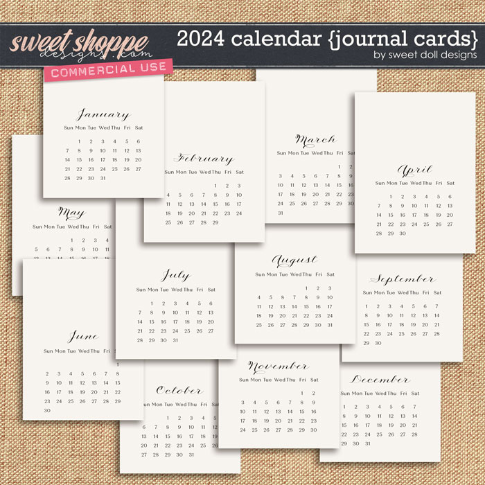 2024 Calendar {Journal Cards} (CU) by Sweet Doll designs 