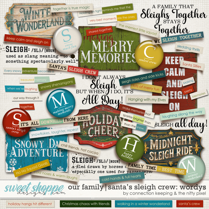 Our Family: Santa's Sleigh Crew Wordys by The Nifty Pixel and Connection Keeping