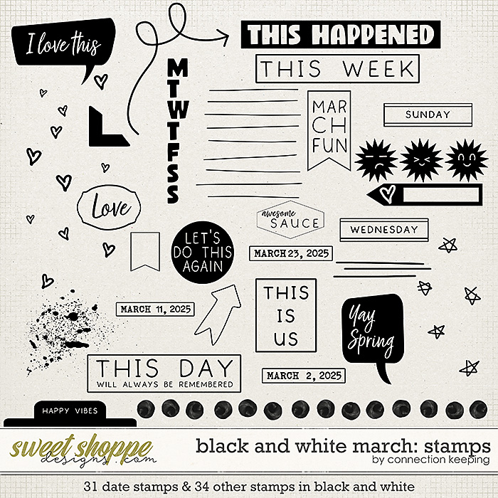 Black & White: March Stamps by Connection Keeping