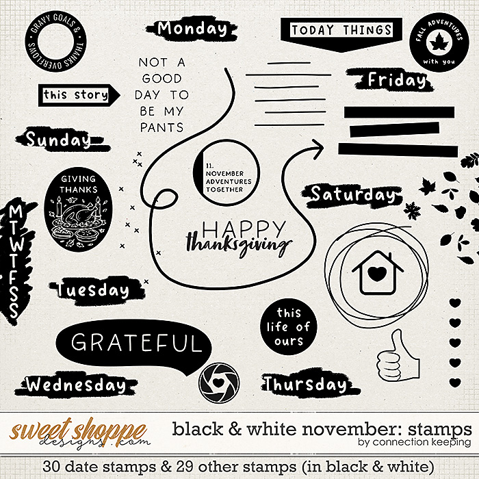 Black & White: November Stamps by Connection Keeping