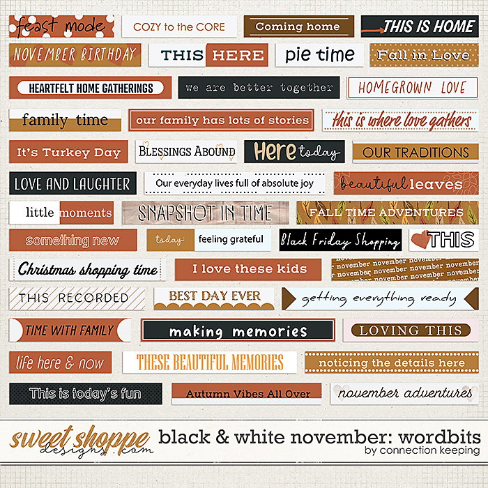Black & White: November Wordbits by Connection Keeping