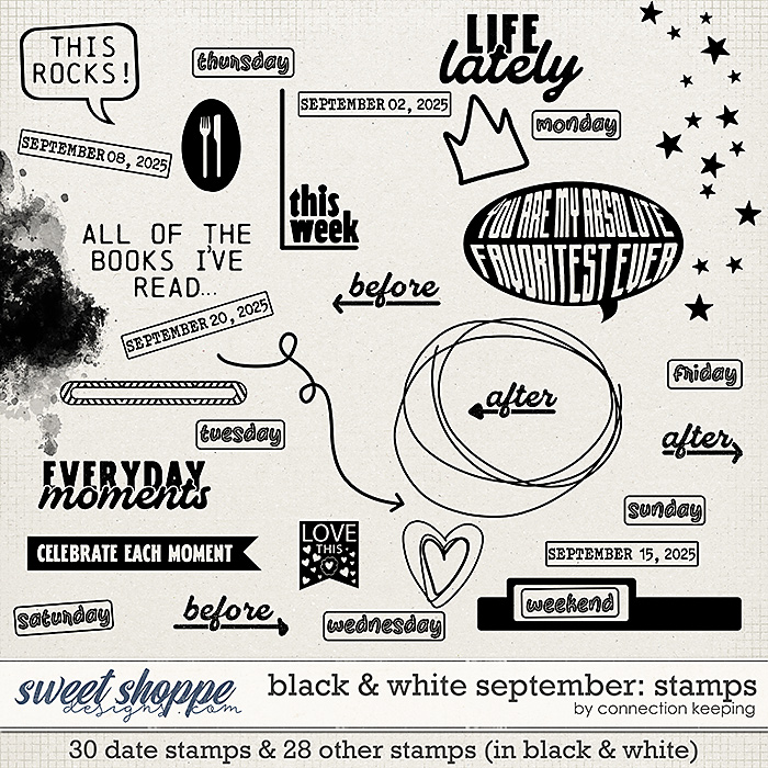 Black & White: September Stamps by Connection Keeping