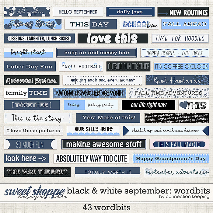 Black & White: September Wordbits by Connection Keeping