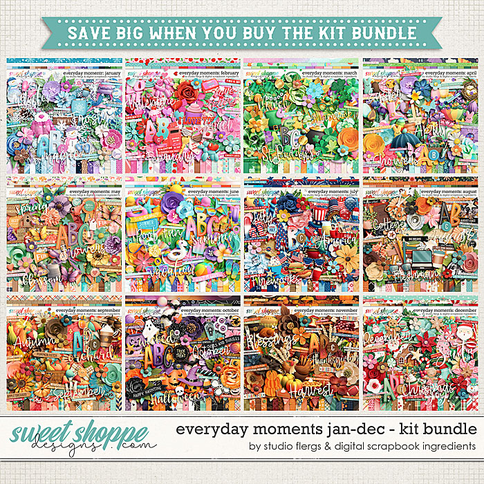 Everyday Moments: January - December Kit Bundle by Studio Flergs & Digital Scrapbook Ingredients