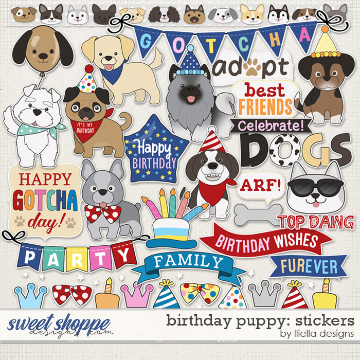 Birthday Puppy Stickers by lliella designs Birthday Puppy Stickers by lliella designs