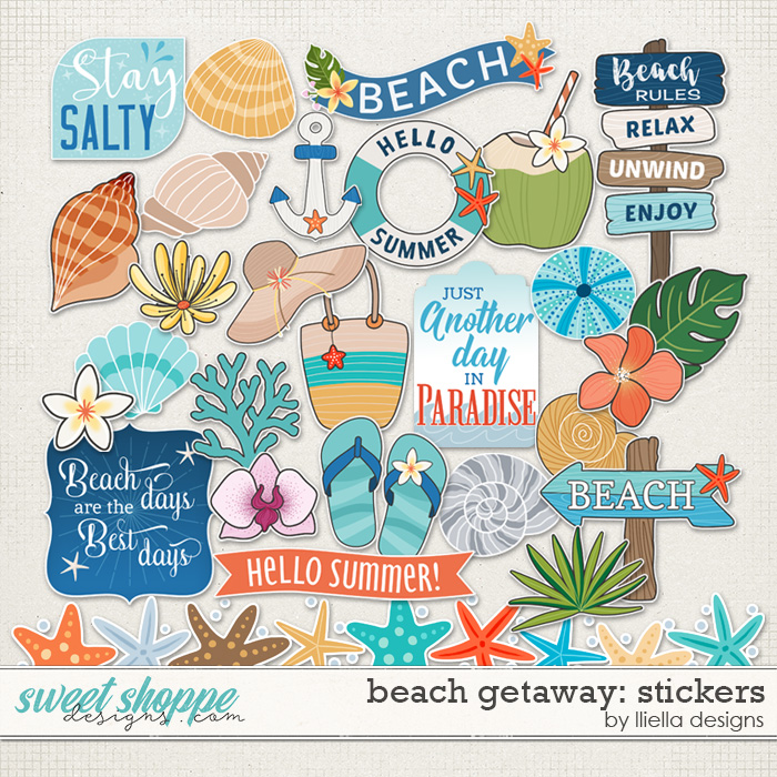 Beach Getaway Stickers by lliella designs Beach Getaway Stickers by lliella designs