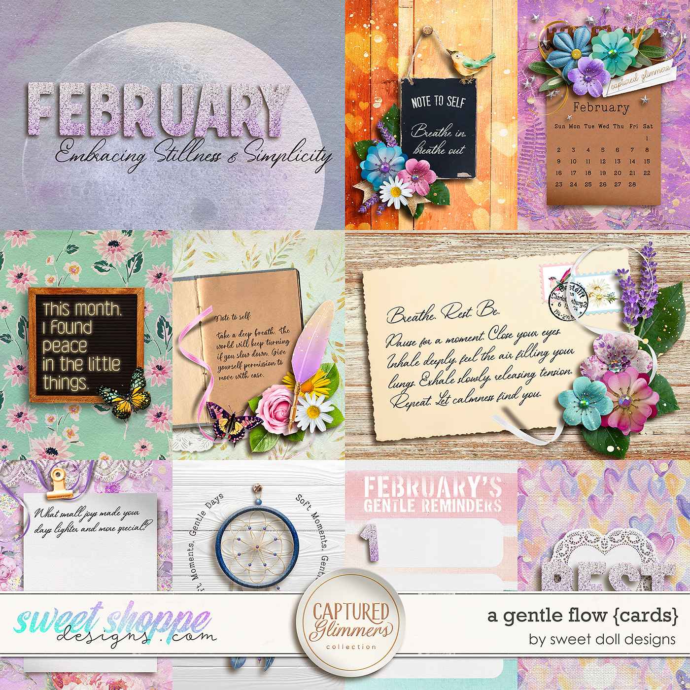 Captured Glimmers: A Gentle Flow {cards} by Sweet Doll designs