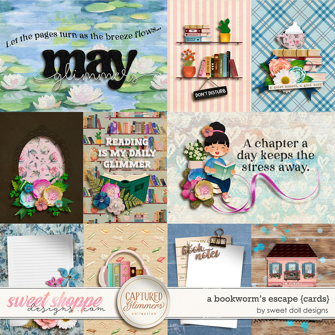 Captured Glimmers: A Bookworm’s Escape {cards} by Sweet Doll designs