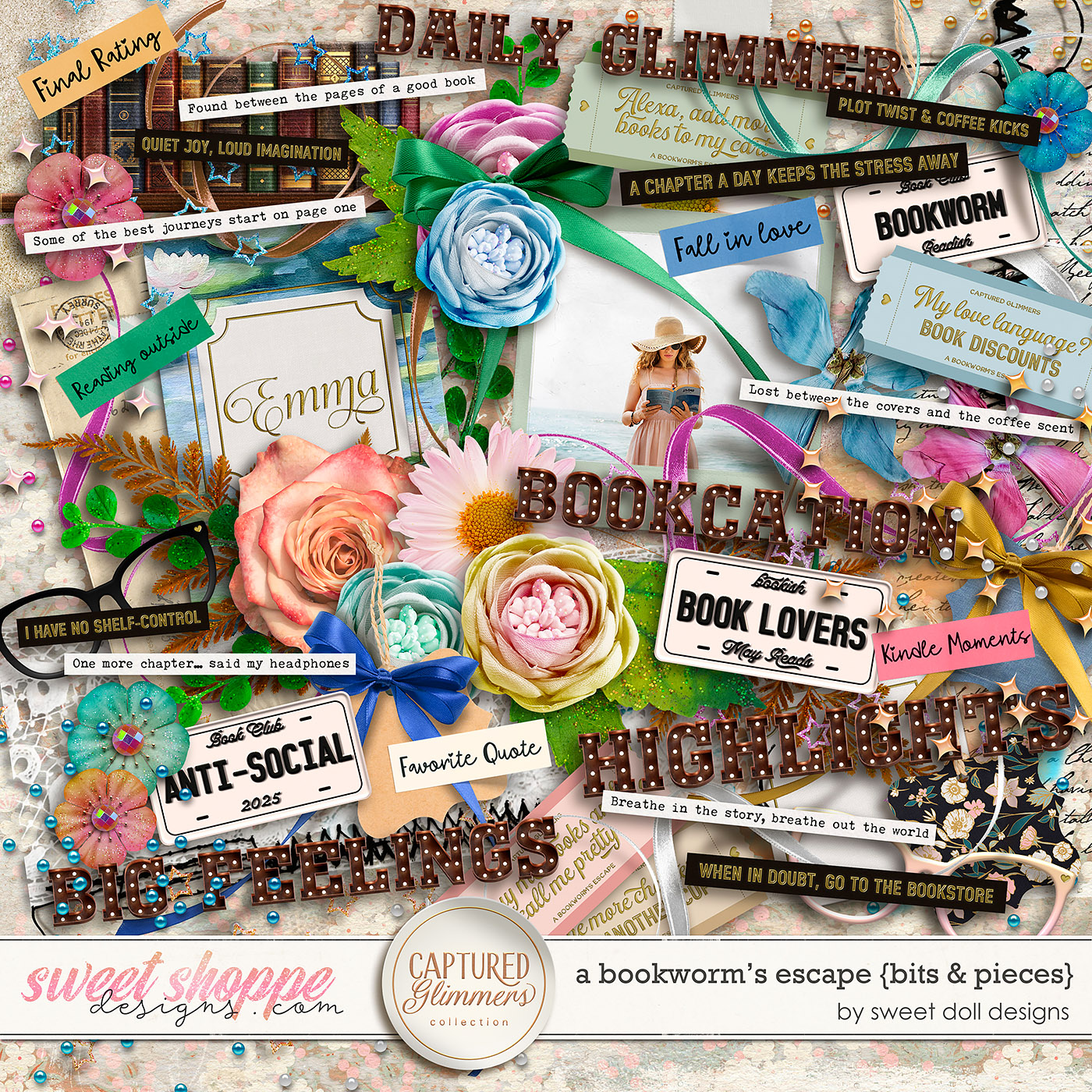Captured Glimmers: A Bookworm’s Escape {bits & pieces} by Sweet Doll designs
