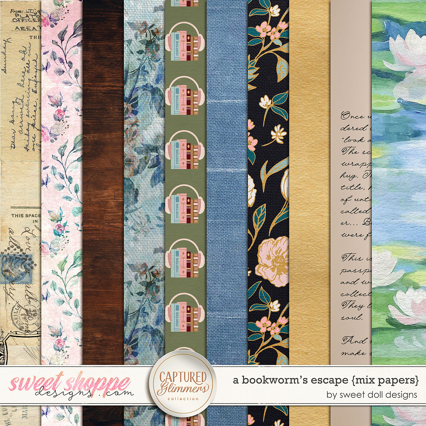 Captured Glimmers: A Bookworm’s Escape {mix papers} by Sweet Doll designs