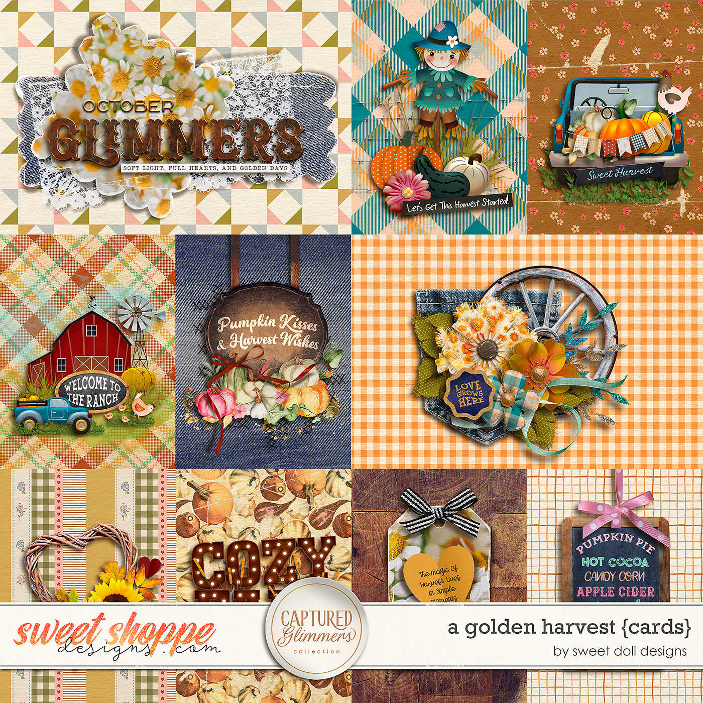 Captured Glimmers: A Golden Harvest {cards} by Sweet Doll designs