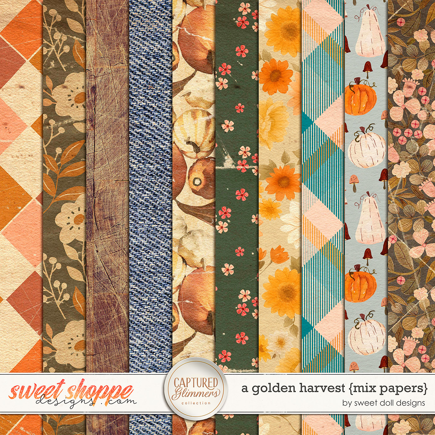 Captured Glimmers: A Golden Harvest {mix papers} by Sweet Doll designs