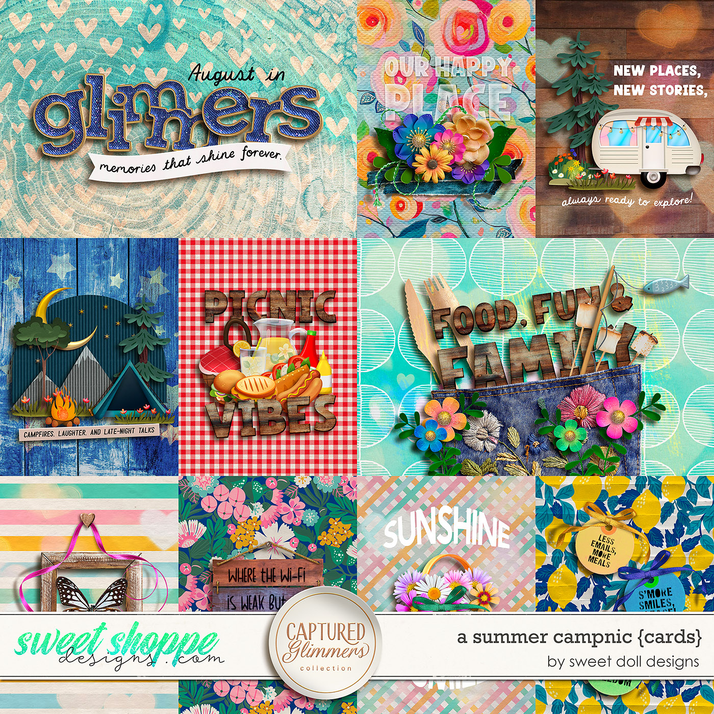 Captured Glimmers: A Summer Campnic {cards} by Sweet Doll designs