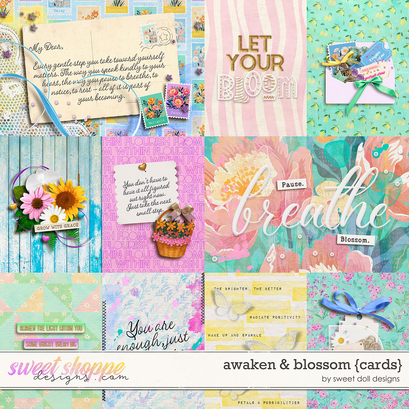 Awaken & Blossom {cards} by Sweet Doll designs