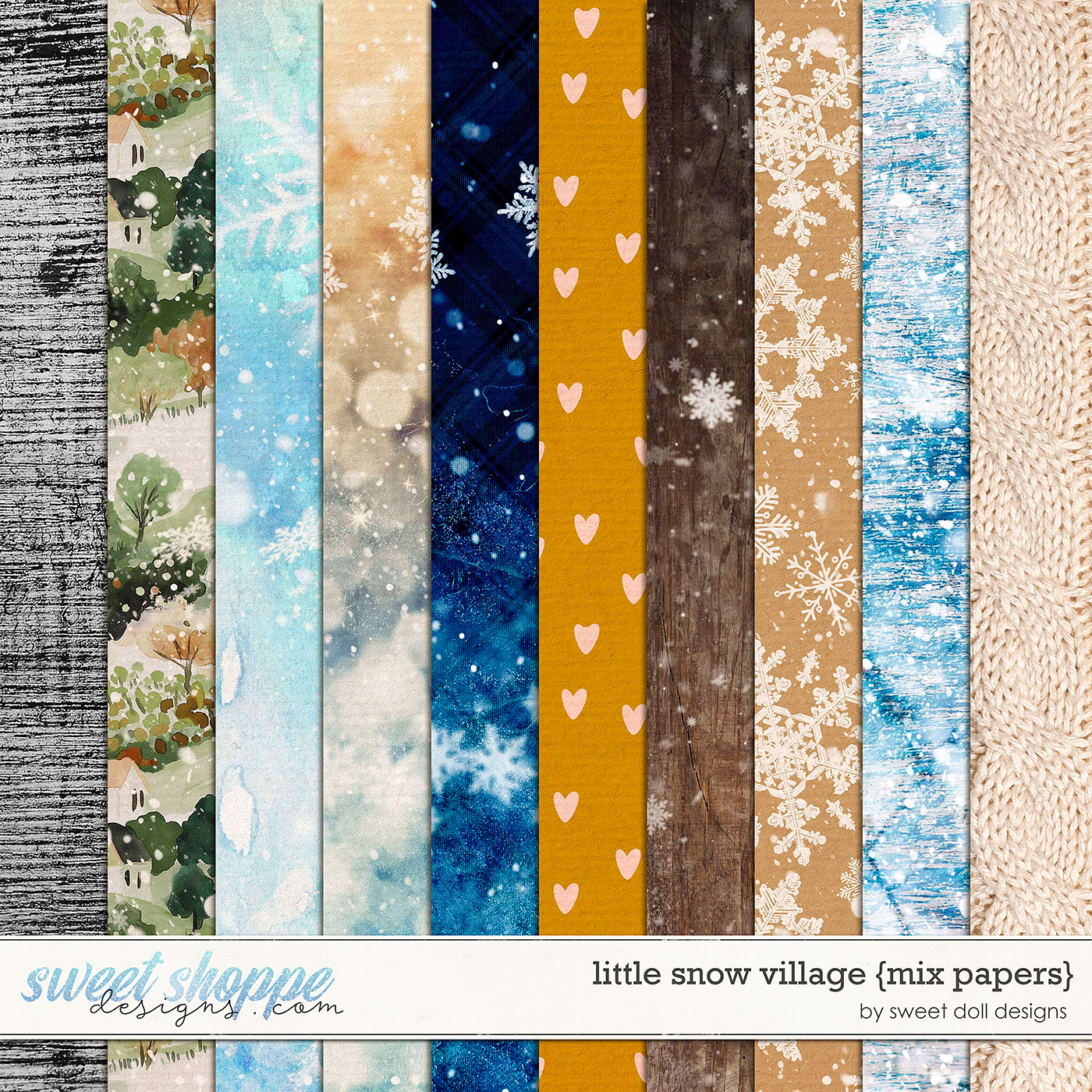 Little Snow Village {mix papers} by Sweet Doll designs