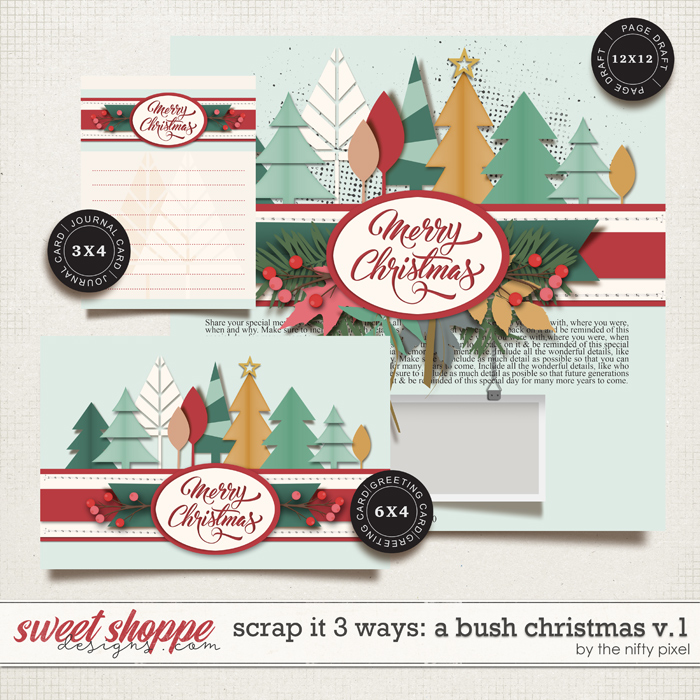 SCRAP IT 3 WAYS : A BUSH CHRISTMAS V.1 | TEMPLATE SET by The Nifty Pixel