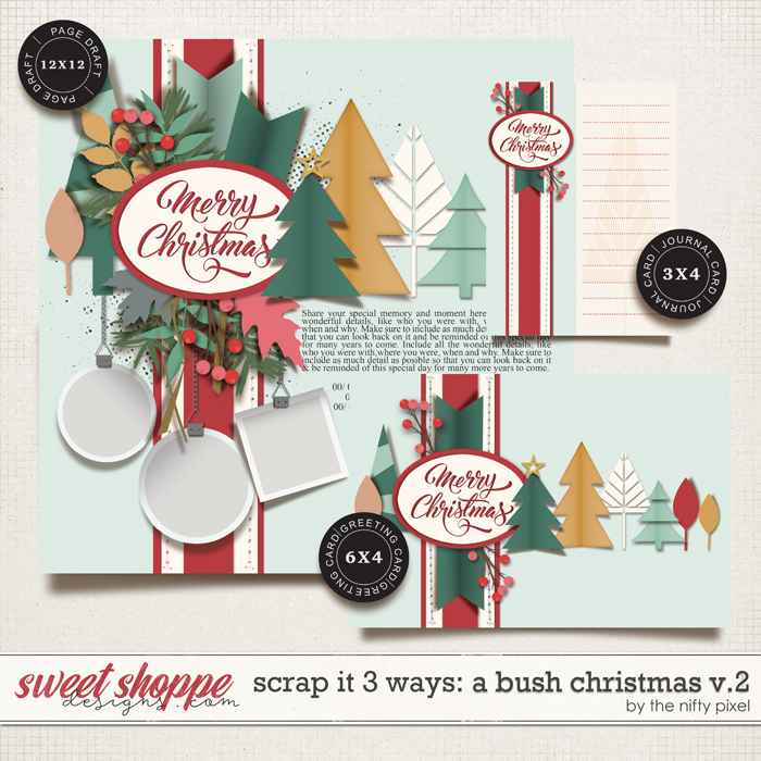 SCRAP IT 3 WAYS : A BUSH CHRISTMAS V.2 | TEMPLATE SET by The Nifty Pixel