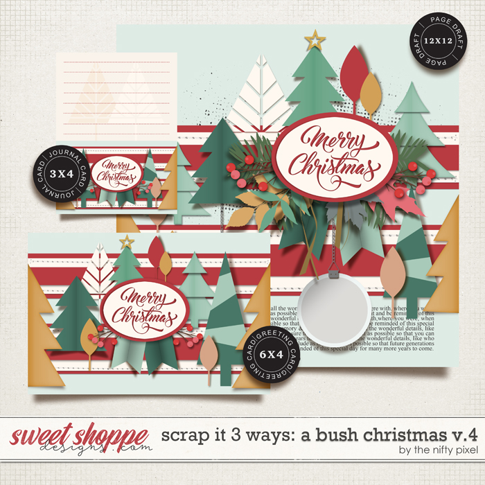 SCRAP IT 3 WAYS : A BUSH CHRISTMAS V.4 | TEMPLATE SET by The Nifty Pixel