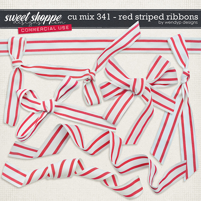 CU Mix 341 - Red striped ribbons by WendyP Designs 