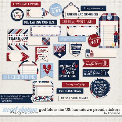 God Bless The US: Hometown Proud Stickers by Traci Reed