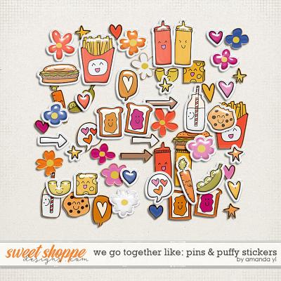 We go together like: pins & puffy stickers by Amanda Yi