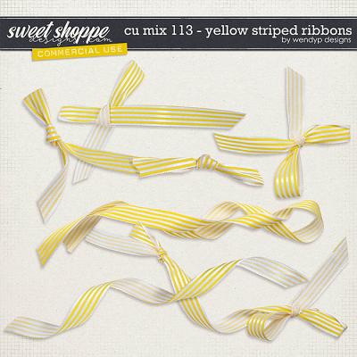 CU Mix 113 - Yellow Striped ribbons by WendyP Designs