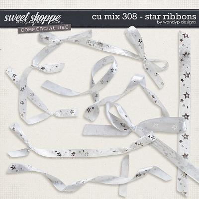 CU Mix 308 - Silver star ribbons by WendyP Designs