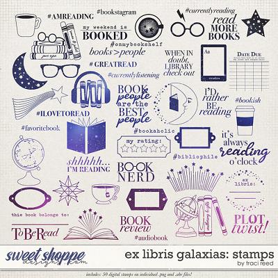 Ex Libris Galaxias Stamps by Traci Reed