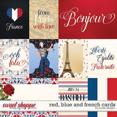 Red Blue and French Cards by JoCee Designs