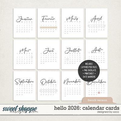 Hello 2026: Calendar Cards (French Version) | Designed by Soco