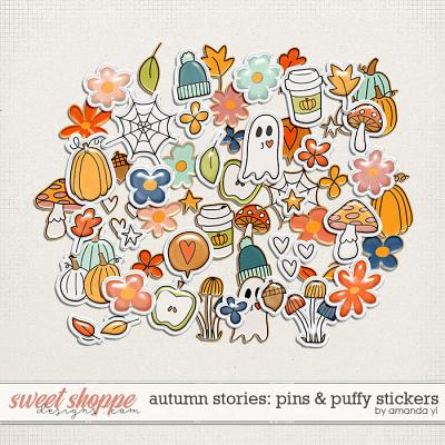 Autumn Stories: pins & puffy stickers by Amanda Yi