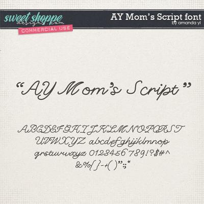 CU AY Mom's Script font by Amanda Yi
