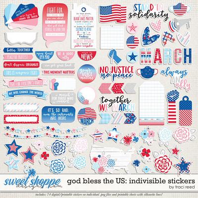 God Bless The US: Indivisible Stickers by Traci Reed