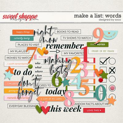 Make A List: Words | Designed by Soco