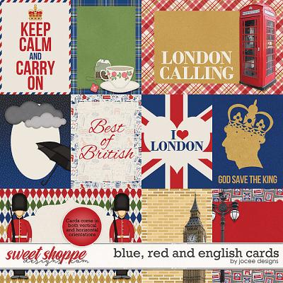 Blue, Red and English Cards by JoCee Designs