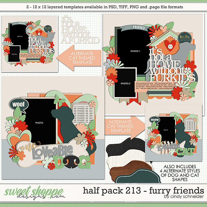 Cindy's Layered Templates - Half Pack 213: Furry Friends by Cindy Schneider
