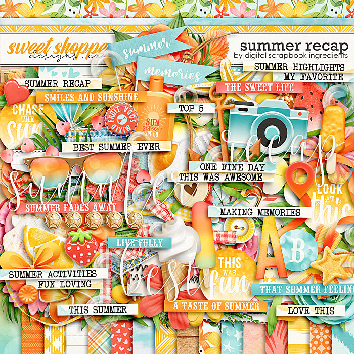 Digital Scrapbooking Kits, July Basics Page Kit-(Kmess), Everyday,  Holidays - July 4th, Seasons - Summer