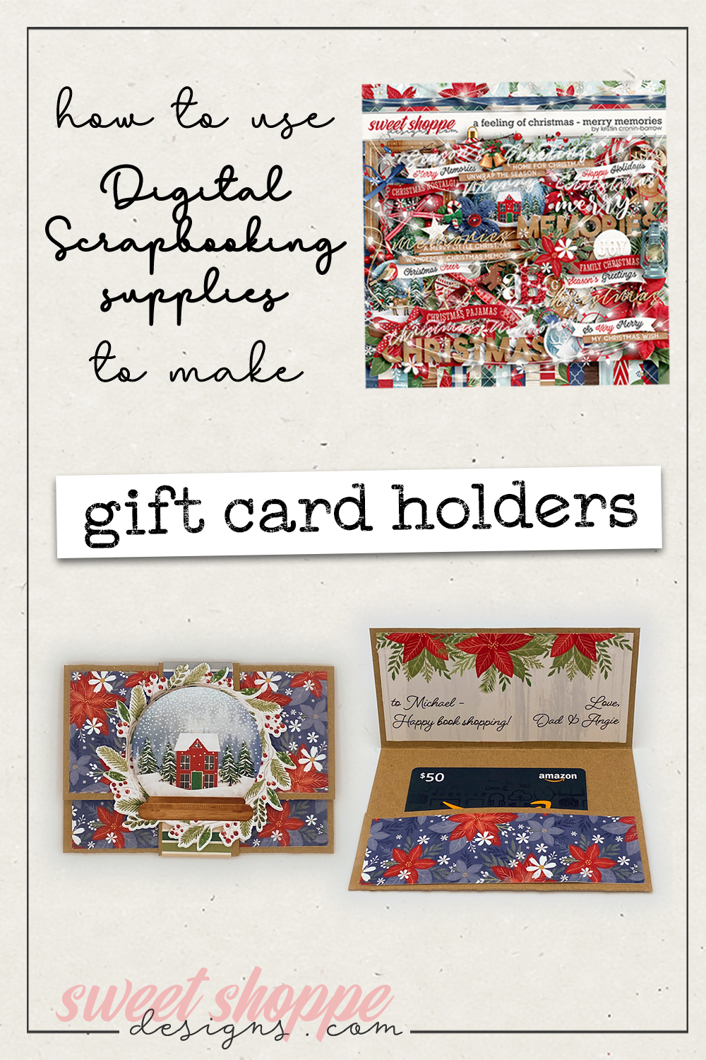 How to use Digital Scrapbooking supplies to create gift card holders